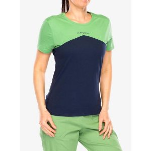 Koszulka wspinaczkowa damska La Sportiva Roof T-Shirt. Niebieskie koszulki sportowe La Sportiva, bez wzorów, bez ramiączek. Za 198,99 zł.