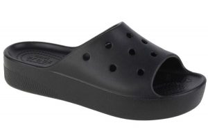 Klapki damskie Crocs Classic Platform Slide. Czarne klapki Crocs, bez wzorów, z materiału, bez obcasa, na platformie. Za 275,00 zł.