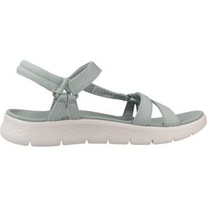 Sandały SKECHERS GO WALK FLEX SANDAL Niebieski. Zielone sandały Skechers, bez wzorów, bez obcasa, bez zapięcia. Za 229,99 zł.