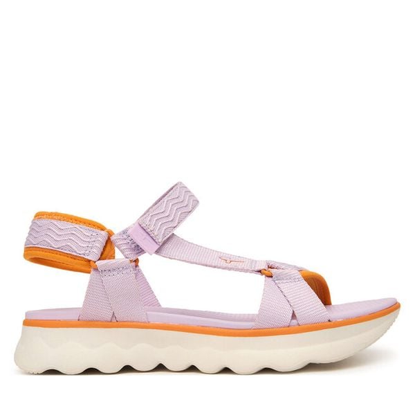 Sandały Tamaris. Fioletowe sandały Tamaris, bez wzorów, bez obcasa, na płaskiej podeszwie, bez zapięcia. Za 299,99 zł.