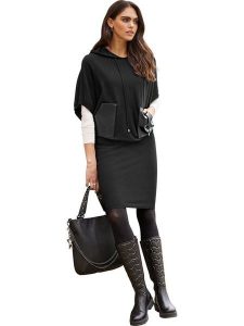 Heine Bluza w kolorze czarnym rozmiar: 48. Czarne bluzy Heine, bez wzorów, ze skóry, z kapturem. Za 86,99 zł.