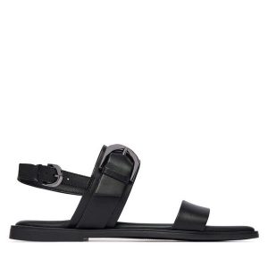 Sandały Tamaris. Czarne sandały Tamaris, bez wzorów, bez obcasa, na płaskiej podeszwie, bez zapięcia. Za 299,99 zł.