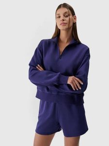 4F Bluza w kolorze granatowym rozmiar: L. Niebieskie bluzy 4f, l, bez wzorów, z bawełny, bez kaptura. Za 117,45 zł.