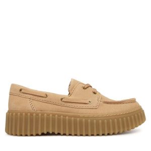 Półbuty Clarks. Brązowe półbuty Clarks, bez wzorów, bez obcasa, na płaskiej podeszwie, bez zapięcia. Za 441,99 zł.