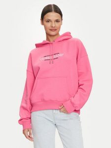 Guess Jeans Bluza W4YQ15 KC811 Różowy Regular Fit. Czerwone bluzy Guess Jeans, xs, z aplikacjami, z bawełny, bez kaptura. Za 199,99 zł.