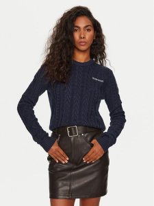 Guess Jeans Sweter W4BR13 Z3HN2 Granatowy Regular Fit. Niebieskie swetry klasyczne Guess Jeans, xxl, z jeansu, bez kołnierzyka. Za 369,99 zł.
