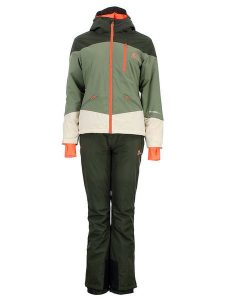 Peak Mountain 2-częściowy zestaw narciarski "Acorse" w kolorze khaki rozmiar: S. Brązowe kurtki sportowe Peak Mountain, m, bez wzorów, bez kaptura, narciarskie. Za 587,41 zł.