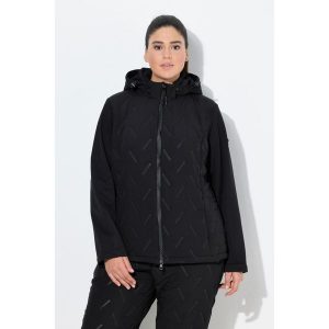 Damskie Kurtka softshellowa pikowana HYPRAR hydrofobowa kaptur. Czarne kurtki Ulla Popken, plus size, bez wzorów, z materiału, bez kaptura. Za 429,99 zł.