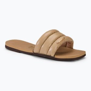 Klapki damskie Havaianas You Milan. Brązowe klapki Havaianas, bez wzorów, z materiału, bez obcasa. Za 119,99 zł.