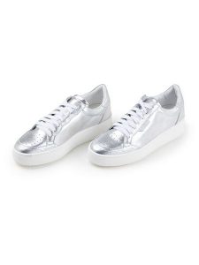 Anna Morellini Skórzane sneakersy "Meliatelia" w kolorze srebrnym rozmiar: 38. Szare trampki Anna Morellini, bez wzorów, bez zapięcia. Za 368,96 zł.