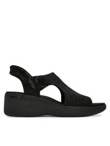 Skechers Sandały Martha Stewart: Pier-Lite - Park Path 188001/BBK Czarny. Czarne sandały Skechers, bez wzorów, z materiału, bez obcasa, na koturnie, bez zapięcia. Za 359,99 zł.