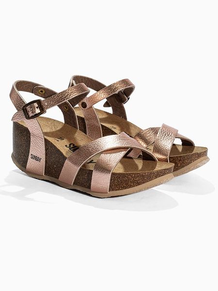 Sunbay Sandały "Pivoine" w kolorze różowozłotym na koturnie rozmiar: 37. Różowe sandały Sunbay, bez wzorów, bez obcasa, na koturnie, bez zapięcia. Za 175,95 zł.