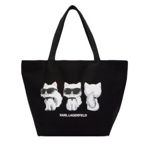 Torebka KARL LAGERFELD. Czarne shopper bag KARL LAGERFELD, bez wzorów, bez dodatków. Za 389,99 zł.
