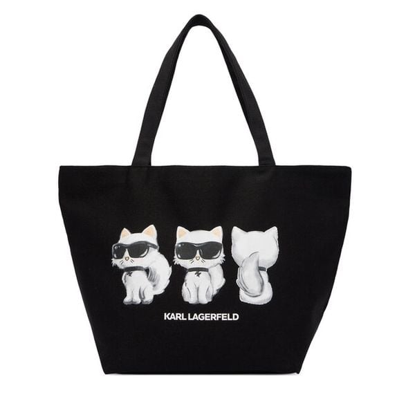 Torebka KARL LAGERFELD. Czarne shopper bag KARL LAGERFELD, bez wzorów, bez dodatków. Za 389,99 zł.