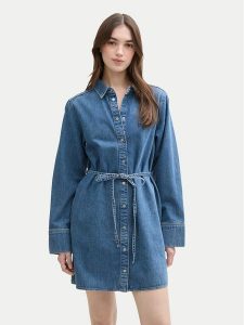 Tom Tailor Denim Sukienka jeansowa 1045461 Niebieski Regular Fit. Niebieskie kombinezony TOM TAILOR DENIM, xs, bez wzorów, z bawełny, bez kołnierzyka, bez ramiączek. Za 199,99 zł.