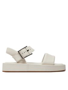 Clarks Sandały Alda Strap 26176258 Biały. Białe sandały Clarks, bez wzorów, ze skóry, bez obcasa, na płaskiej podeszwie, bez zapięcia. Za 289,99 zł.