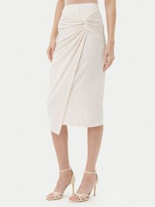 Rinascimento Spódnica midi CFC0123489003 Beżowy Regular Fit. Brązowe spódnice Rinascimento, xl, bez wzorów, z syntetyku, midi. Za 219,99 zł.