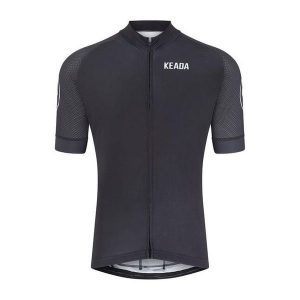 Damska koszulka kolarska z krótkim rękawem – Czarna. Czarne bluzki KEADA SPORTS, m, bez wzorów, sportowe, bez kołnierzyka, bez ramiączek. Za 332,00 zł.