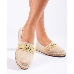 Beżowe damskie espadryle Big Star LL274895 beżowy. Brązowe espadryle bez wzorów, bez obcasa. Za 227,03 zł.