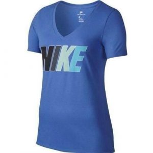 Koszulka sportowa damska Nike Teeflavor Burts. Niebieskie koszulki sportowe Nike, bez wzorów, bez ramiączek. Za 118,00 zł.