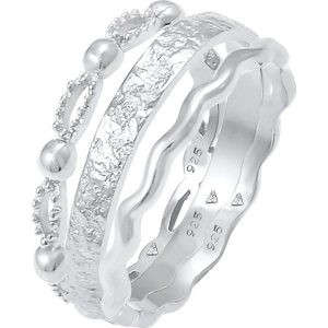Elli Ladies Bandwrings Wave Wave Ball 925 Sterling Silver Pierścionki 1 ct Damski. Szare pierścionki Elli, srebrne. Za 303,99 zł.