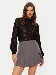 Morgan Bluzka 242-TIMOI Czarny Regular Fit. Czarne bluzki Morgan, m, bez wzorów, z syntetyku, bez kołnierzyka, bez ramiączek. Za 149,99 zł.