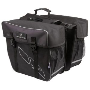 Podwójna torba rowerowa Amsterdam 30L Black/Grey. Czarne torby podróżne i sportowe M-WAVE, bez wzorów, z nylonu, duże. Za 158,95 zł.
