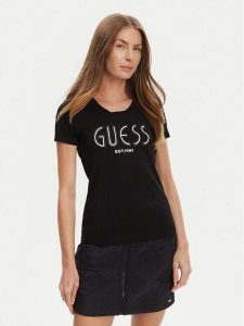 Guess T-Shirt W5YI05 J1314 Czarny Regular Fit. Czarne t-shirty Guess, xl, z aplikacjami, z bawełny, bez kołnierzyka, bez ramiączek. Za 119,99 zł.