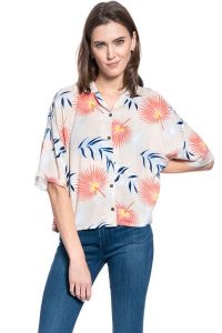 DAMSKA KOSZULA MATERIAŁOWA LEE FLORAL RESORT SHIRT ECRU L46DDWNQ 112110884. Koszule Lee, l, bez wzorów, z materiału, bez kołnierzyka, bez ramiączek. Za 129,99 zł.