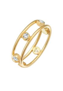 Elli Podwójne damskie eleganckie z kryształami w srebrze próby 925 sterling silver Pierścionki 1 ct Damski. Szare pierścionki Elli, srebrne. Za 223,99 zł.