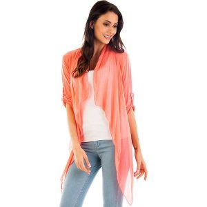 Kardigan w kolorze koralowym. Brązowe swetry oversize marki 100% Soie. W wyprzedaży za 130,95 zł.