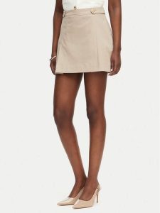 Tommy Hilfiger Spódnica mini WW0WW49649 Beżowy Regular Fit. Brązowe spódnice TOMMY HILFIGER, bez wzorów, z lyocellu, mini. Za 449,99 zł.