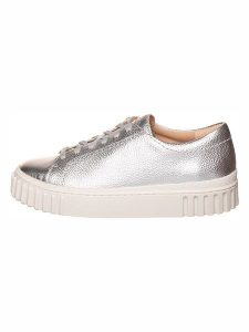 Clarks Skórzane sneakersy w kolorze srebrnym rozmiar: 41. Szare trampki Clarks, bez wzorów, bez zapięcia. Za 270,44 zł.