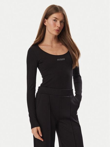 Guess Body V6BP12 K6916 Czarny Slim Fit. Czarne body i gorsety Guess, z aplikacjami, z bawełny. Za 214,99 zł.