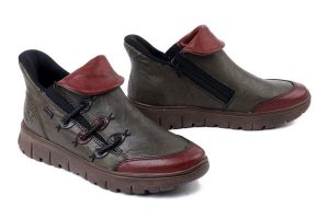 RIEKER TEX N1353-52 green, botki damskie. Zielone botki Rieker, bez wzorów, z gumy, bez obcasa, bez zapięcia. Za 365,42 zł.