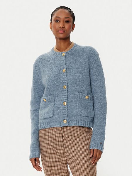 Tommy Hilfiger Kardigan WW0WW44473 Niebieski Regular Fit. Niebieskie kardigany TOMMY HILFIGER, z bawełny. Za 529,99 zł.