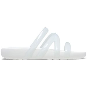 Klapki Dla Dorosłych Crocs Splash Glossy Strappy Sandal. Brązowe klapki Crocs, bez wzorów, z materiału, bez obcasa. Za 119,99 zł.