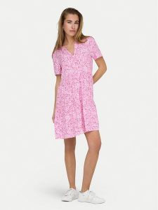 ONLY Sukienka letnia Zally 15262674 Różowy Regular Fit. Czerwone kombinezony ONLY, na lato, s, bez wzorów, z wiskozy, bez kołnierzyka, bez ramiączek. Za 109,99 zł.