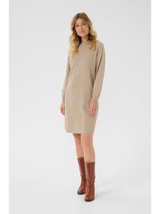 Cream Sukienka dzianinowa w kolorze beżowym rozmiar: XS. Brązowe sukienki Cream, na co dzień, s, bez wzorów, z dzianiny, klasyczne, bez kołnierzyka, bez ramiączek, mini, proste. Za 152,99 zł.