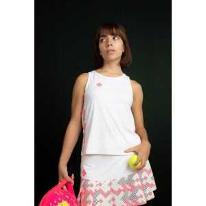 Koszulka CANTAL TOP | Lekka, oddychająca i szybkoschnąca do gry w padla. Białe topy Izas, bez wzorów, z materiału, eleganckie, bez kołnierzyka, bez ramiączek. Za 160,83 zł.