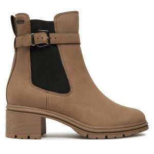 Botki Tamaris. Brązowe botki Tamaris, bez wzorów, bez obcasa, na słupku, bez zapięcia. Za 439,99 zł.