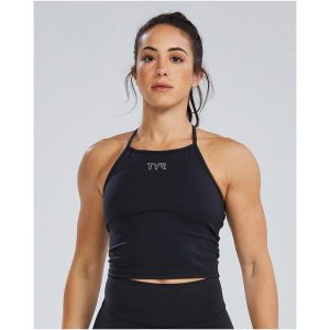 Koszulka damska TYR JL THIN STRP TANK. Niebieskie bluzki TYR, bez wzorów, bez kołnierzyka, bez ramiączek. Za 349,98 zł.
