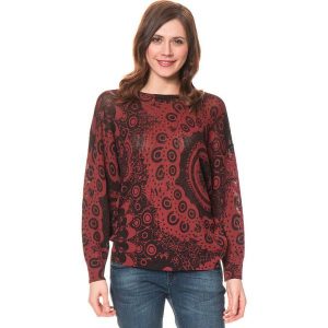 Sweter "Trendy" w kolorze bordowo-czarnym. Czerwone swetry klasyczne marki Desigual, z dzianiny. W wyprzedaży za 214,95 zł.