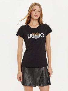 Liu Jo T-Shirt WF4416 JS923 Czarny Regular Fit. Czarne t-shirty Liu Jo, xs, bez wzorów, z bawełny, bez kołnierzyka, bez ramiączek. Za 199,99 zł.