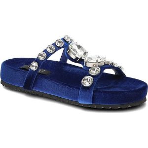 Niebieskie Klapki Sca'Viola Eleganckie Buty Damskie. Niebieskie klapki Sca'viola, bez wzorów, ze skóry ekologicznej, bez obcasa. Za 379,00 zł.