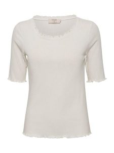 Cream Bluzka "Ribba" w kolorze białym rozmiar: XXL. Białe bluzki Cream, xxl, bez wzorów, prążkowane, bez kołnierzyka, bez ramiączek. Za 105,14 zł.