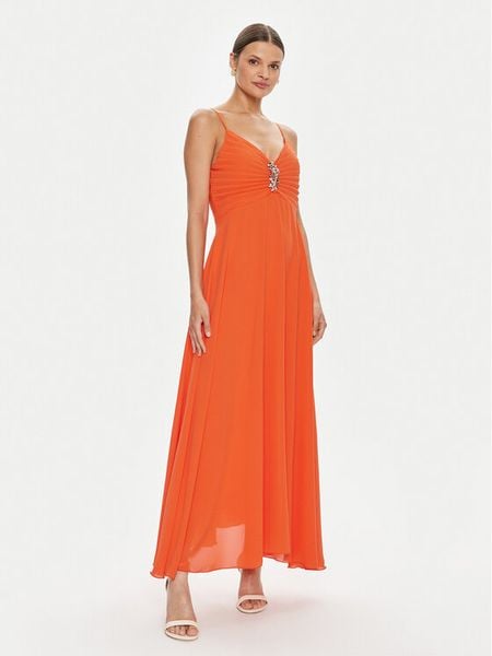 Rinascimento Sukienka wieczorowa CFC0119076003 Pomarańczowy Relaxed Fit. Brązowe kombinezony Rinascimento, m, bez wzorów, z syntetyku, wizytowe, bez kołnierzyka, bez ramiączek. Za 499,00 zł.