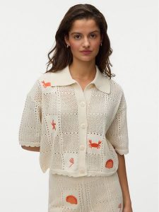 Vero Moda Kardigan Esmey 10350991 Kremowy Regular Fit. Białe kardigany Vero Moda, z syntetyku. Za 219,99 zł.