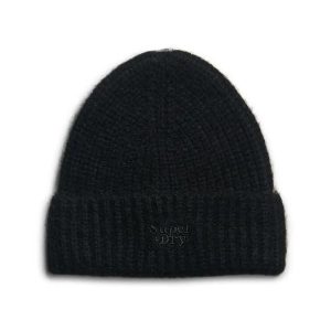 Czapka damska Superdry Rib. Czarne czapki Superdry, bez wzorów, z dzianiny. Za 119,70 zł.