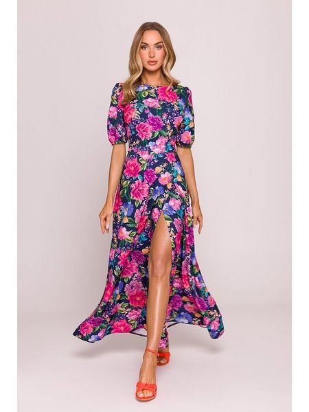 Made of emotion Sukienka w kolorze granatowo-różowym rozmiar: XL. Niebieskie sukienki Made Of Emotion, xl, bez wzorów, bez kołnierzyka, bez ramiączek, maxi. Za 240,43 zł.